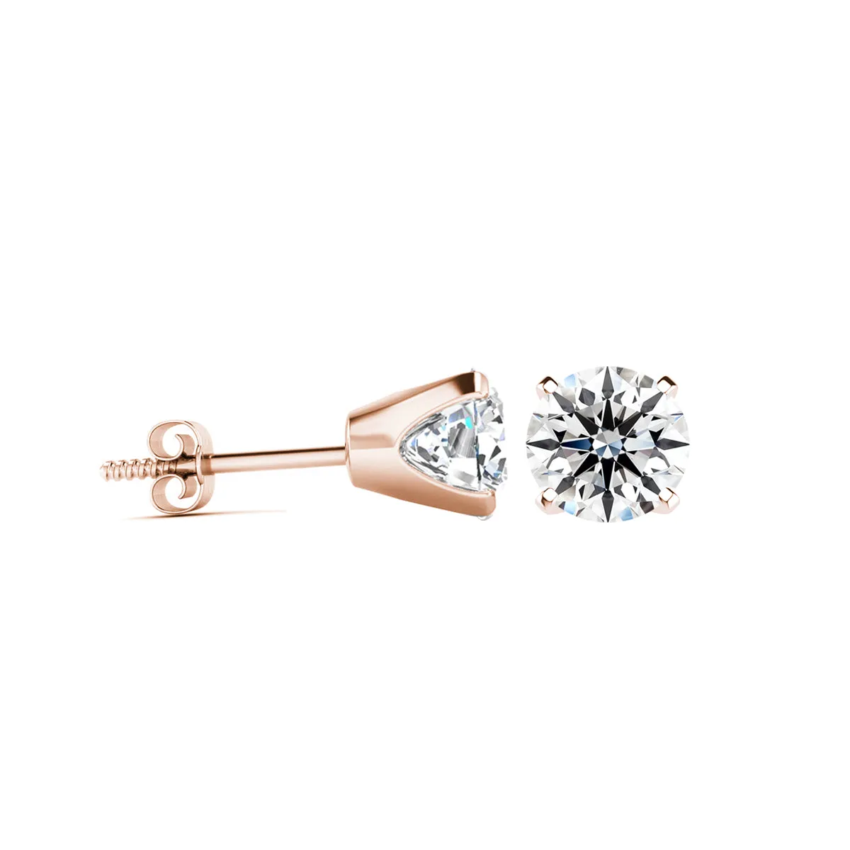 0.90 Carat Lab Grown Diamond Stud Earrings In 14K Rose Gold