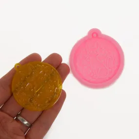 1 Piece Silicone Cat Keychain Mold Round Resin Keychain Mold DIY Resin Handmade Craft 10365050