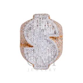 10K GOLD BAGUETTE AND ROUND DIAMOND TWO TONE DOLLAR SIGN STATEMENT RING 6.05 CT