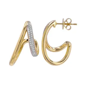 14k Double Line Open Hoops