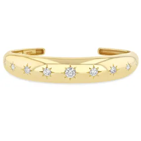 14k Graduating Star Set Diamonds Medium Aura Cuff