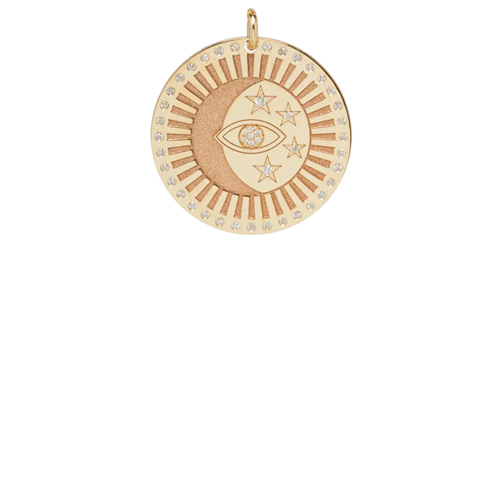 14k Large Celestial Protection Medallion Charm