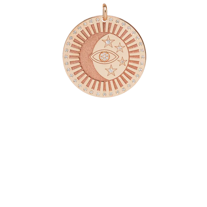 14k Large Celestial Protection Medallion Charm