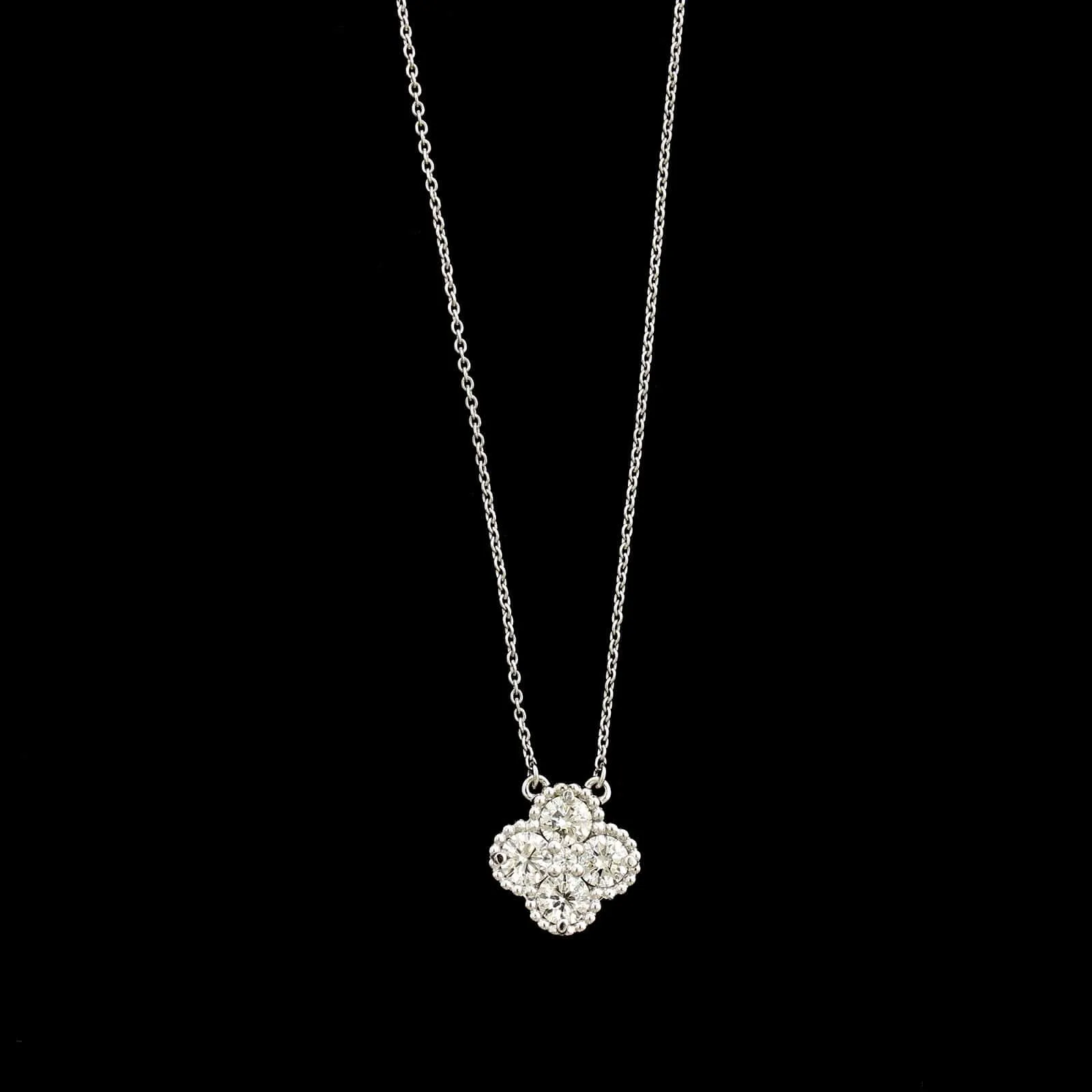 14K White Gold Estate Diamond Pendant Necklace