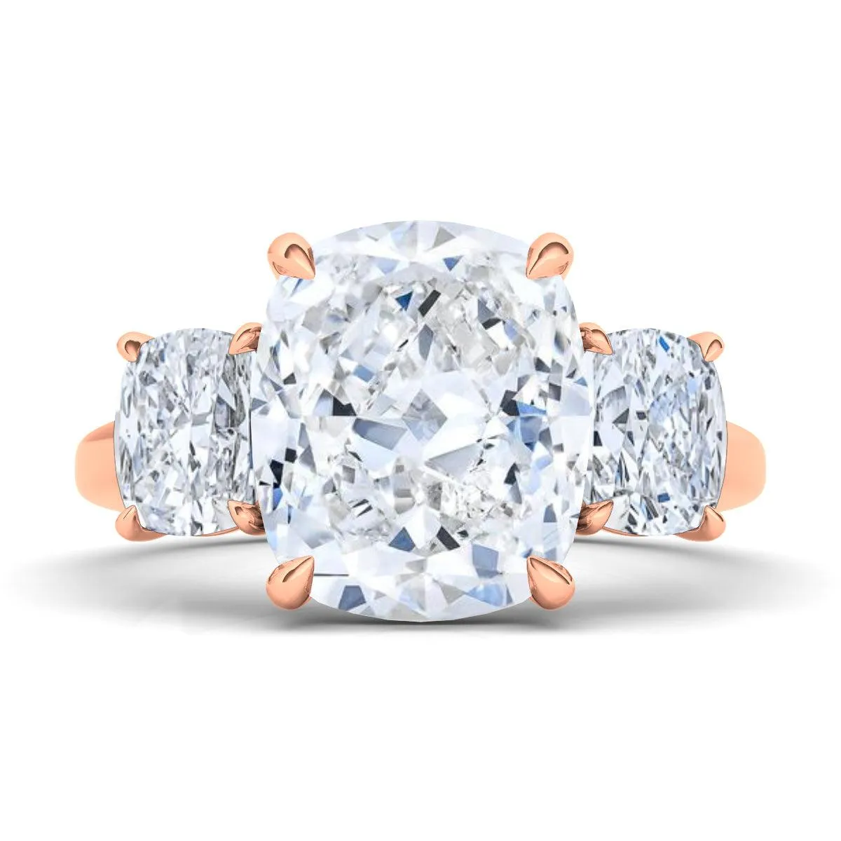 3 Stone Cushion Cut Diamond Ring