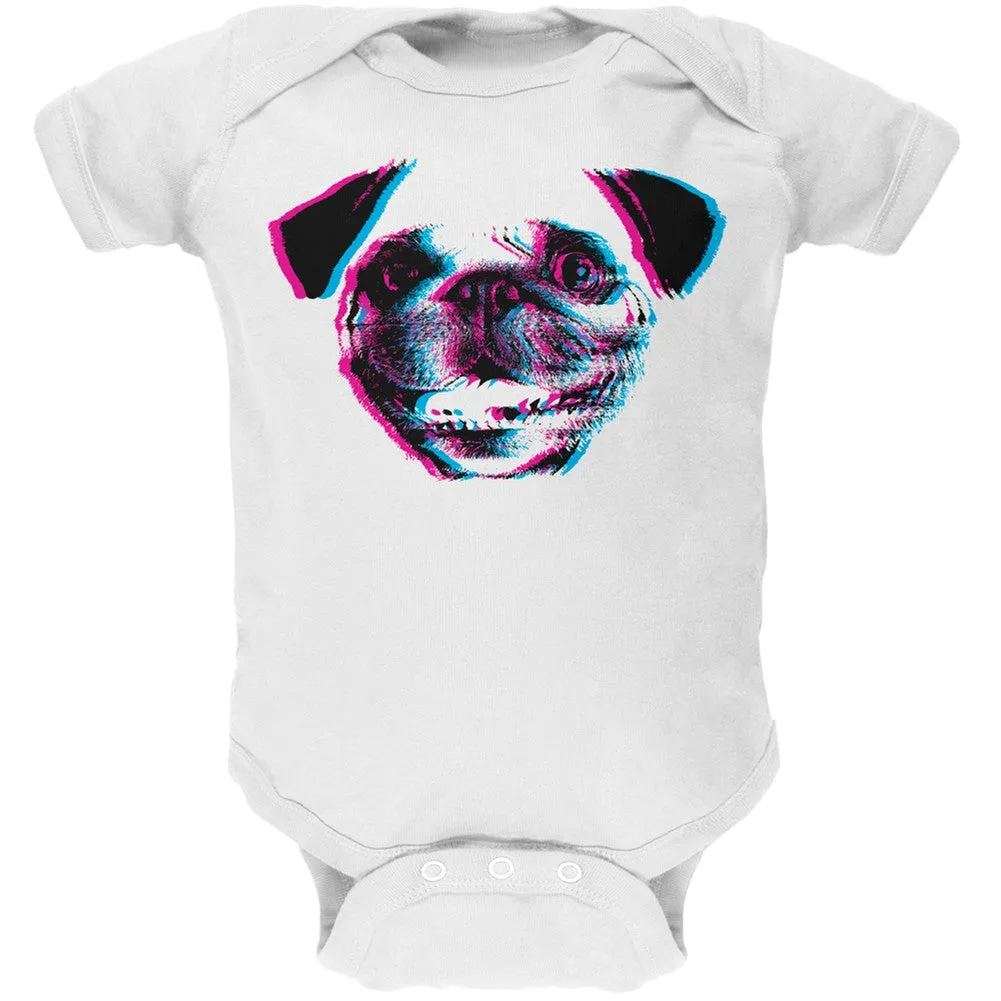 3D Pug Face Black Baby One Piece