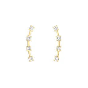 4 Stone Climber 18K Gold Stud w. Diamond