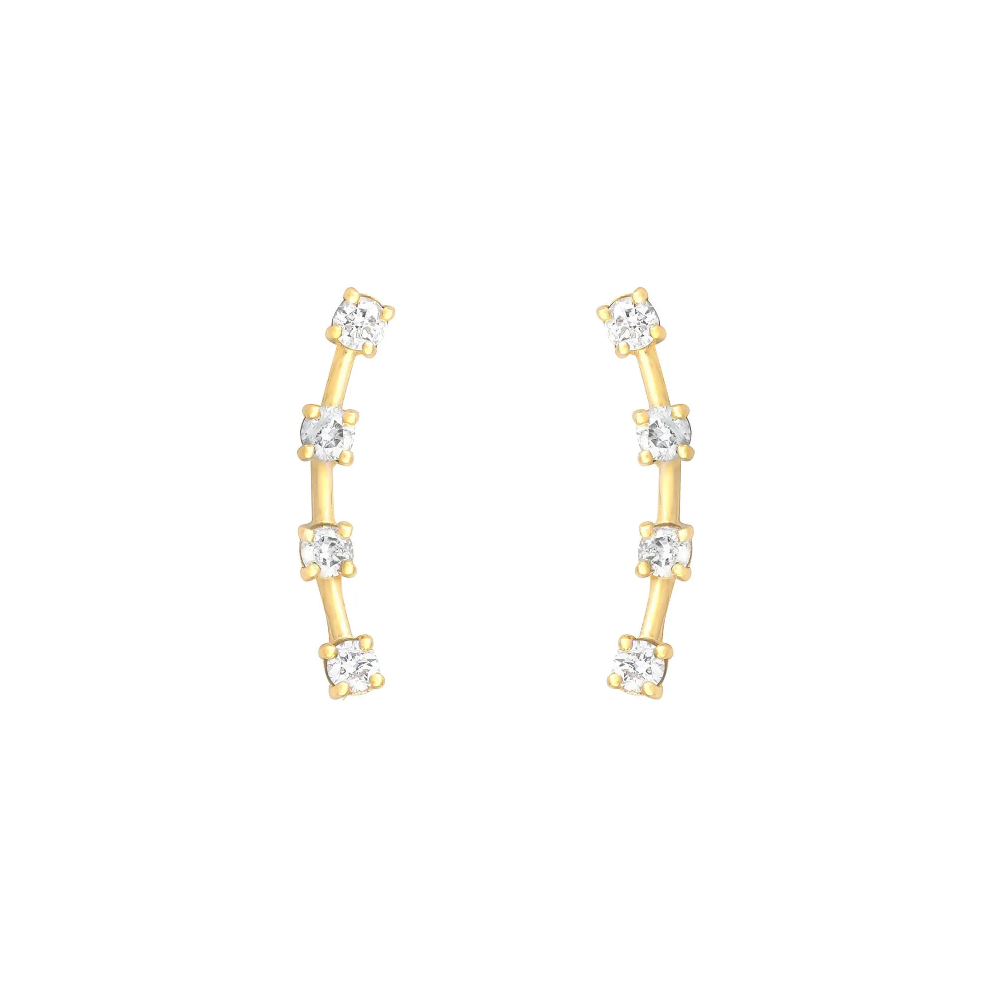 4 Stone Climber 18K Gold Stud w. Diamond