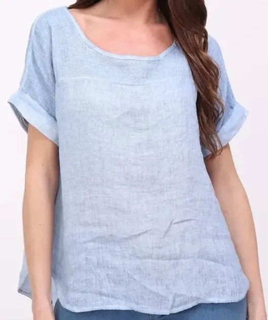 651 Textured Linen Gauze Top