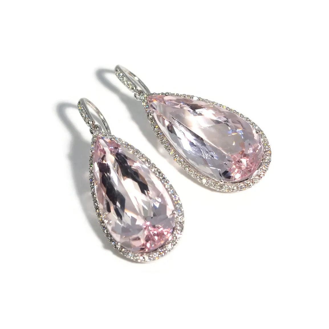 A & Furst - Dynamite - Drop Earrings with Morganite and Diamonds, 18k White Gold