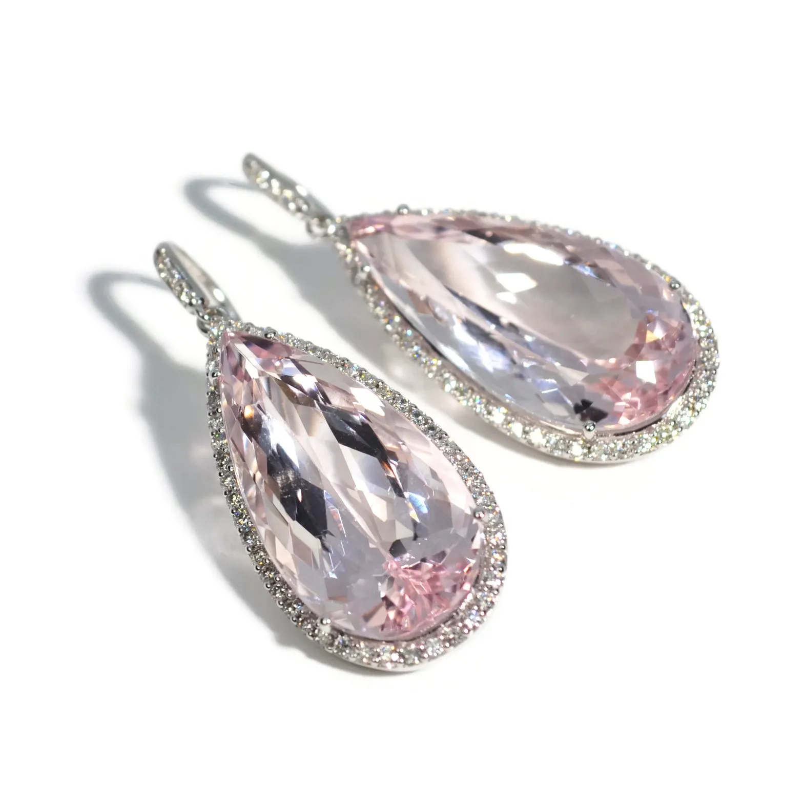 A & Furst - Dynamite - Drop Earrings with Morganite and Diamonds, 18k White Gold