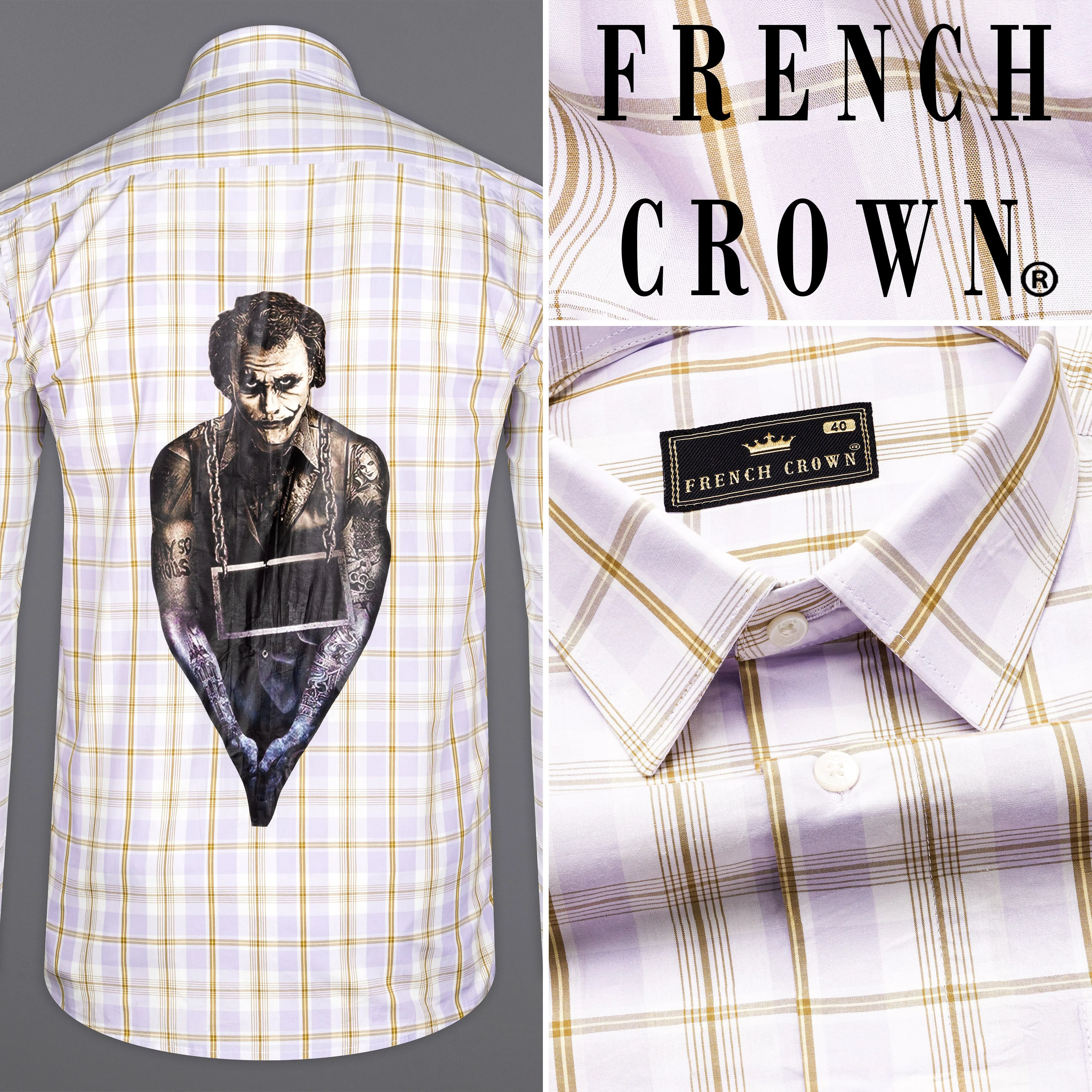 Amour purple and Leather Brown Checkered Joker Printed Premium Cotton Designer Shirt