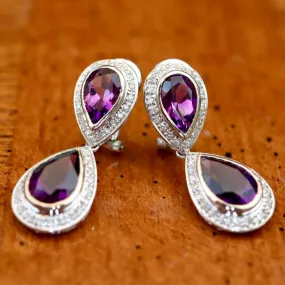 Aphrodite 14k Gold, Amethyst and Diamond Earrings