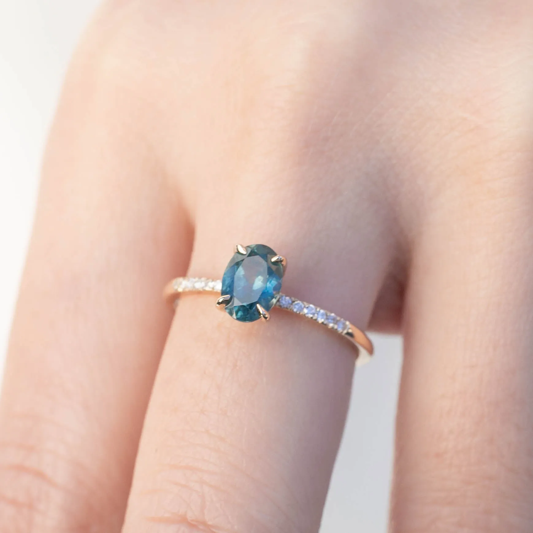 Audrey Ring - 1.07ct Blue Green Montana Sapphire (One of a kind)