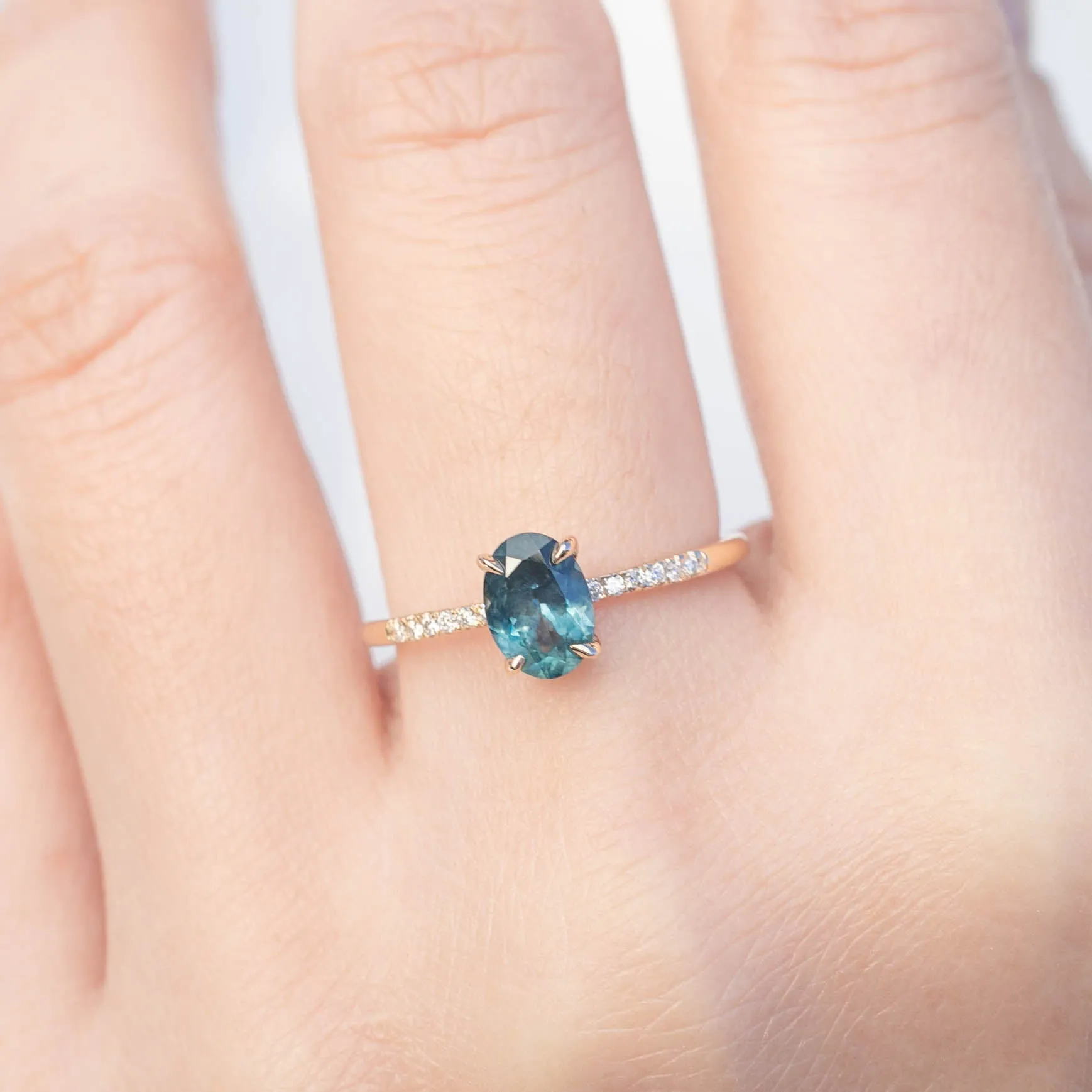 Audrey Ring - 1.07ct Blue Green Montana Sapphire (One of a kind)