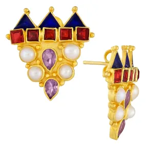 Ballet Russe Garnet, Amethyst and Pearl Earrings