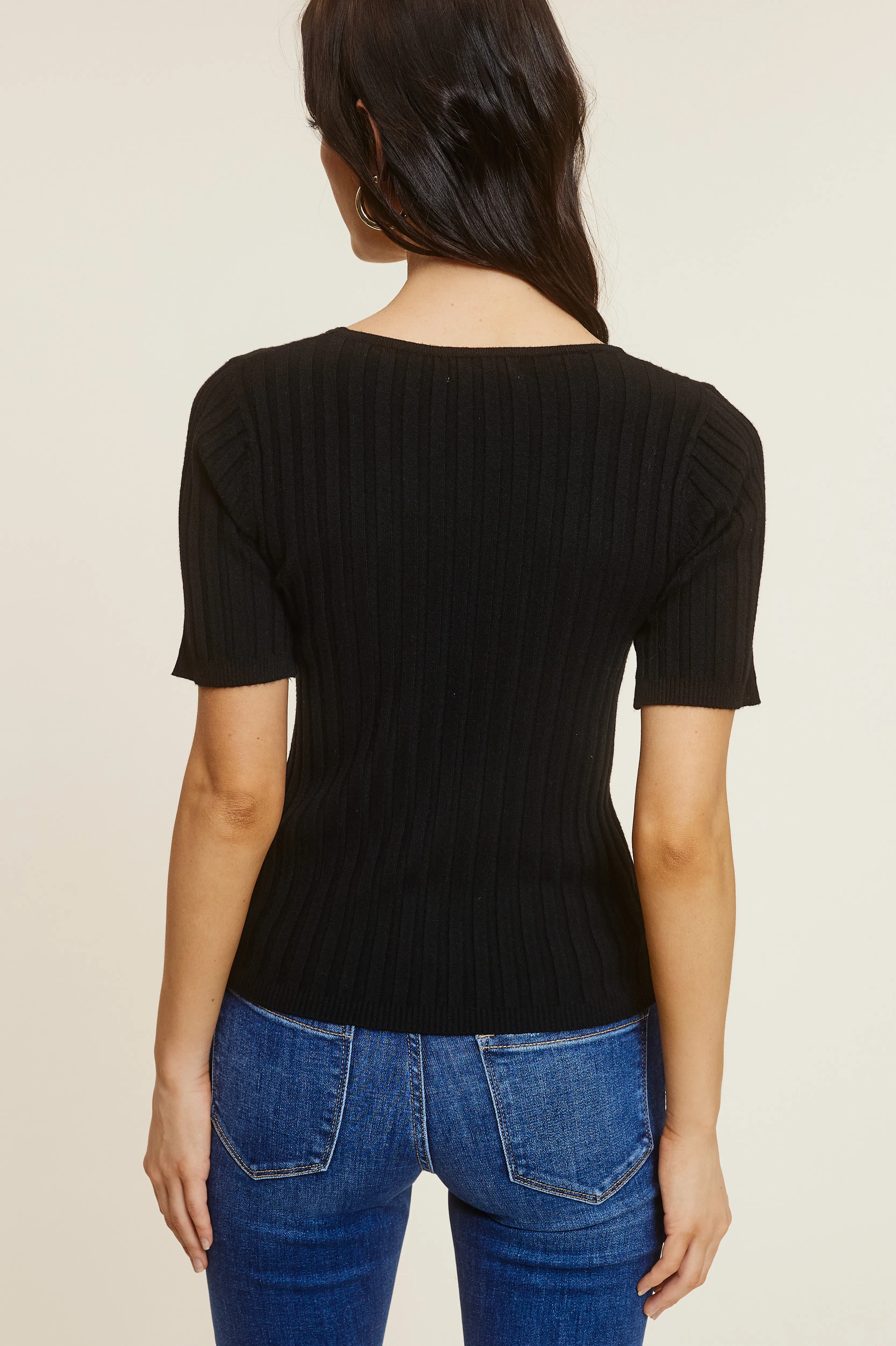 Black Ribbed Top