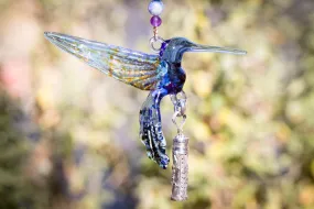 Blue and Yellow Hummingbird with Keepsake Vial