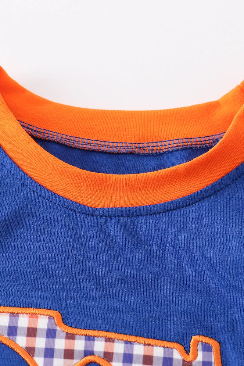 Blue florida french knot boy top