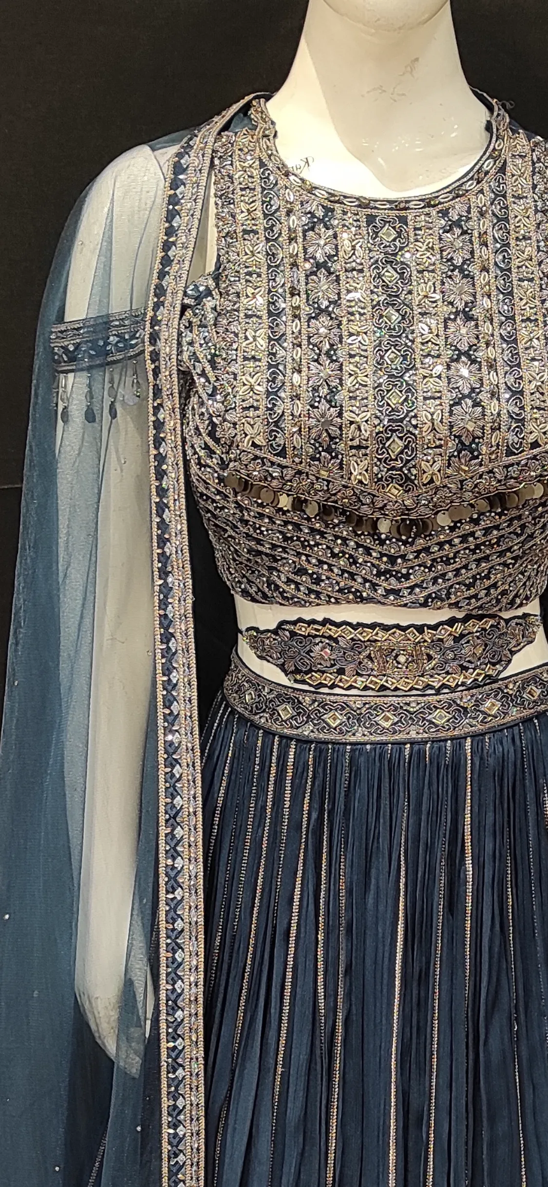 Blue Georgette Lehenga Choli with Hand Work and Dupatta