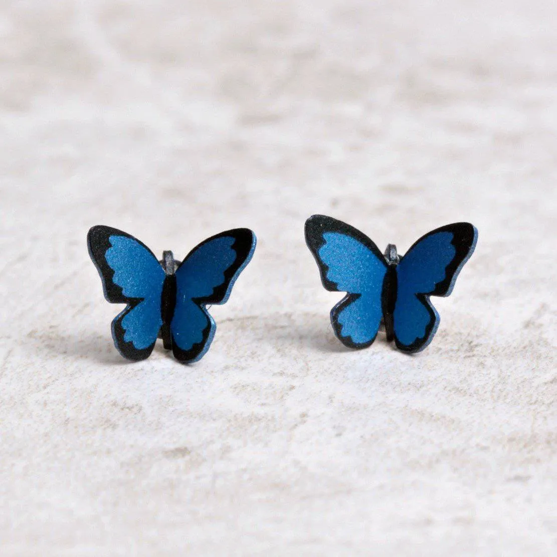 Blue Morpho Butterfly Post Earrings