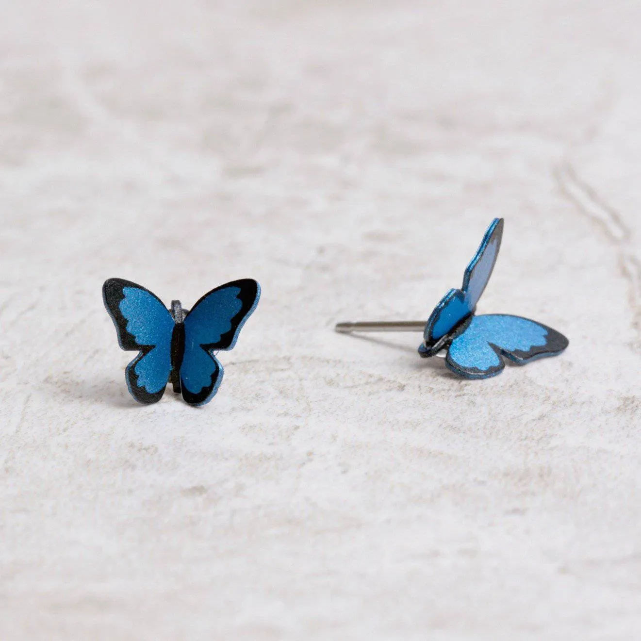 Blue Morpho Butterfly Post Earrings