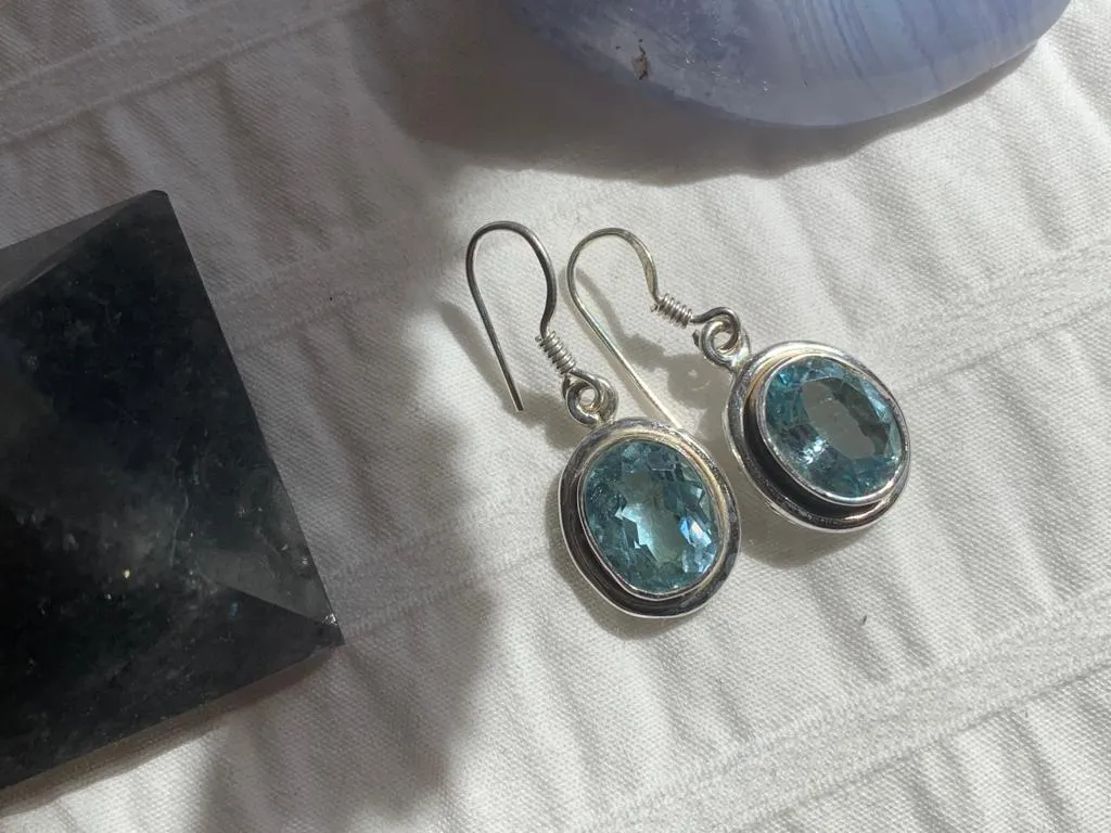 Blue Topaz Brea Earrings - Small Oval