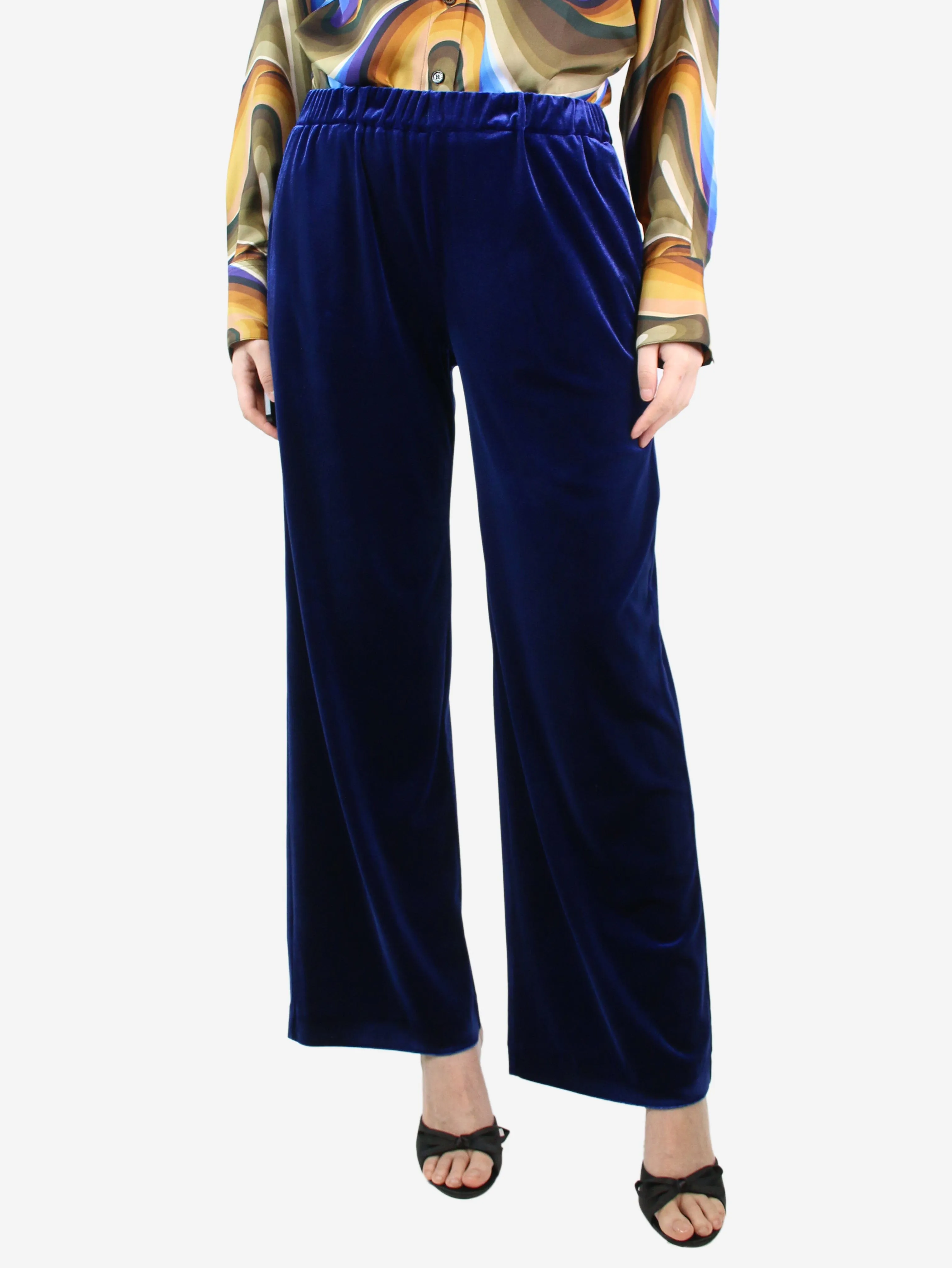 Blue velvet trousers - size UK 10