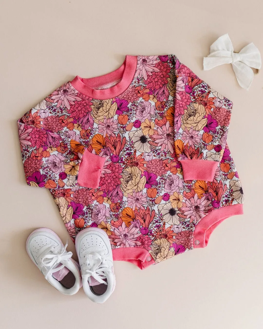 Bubble Romper | Pink Flowers