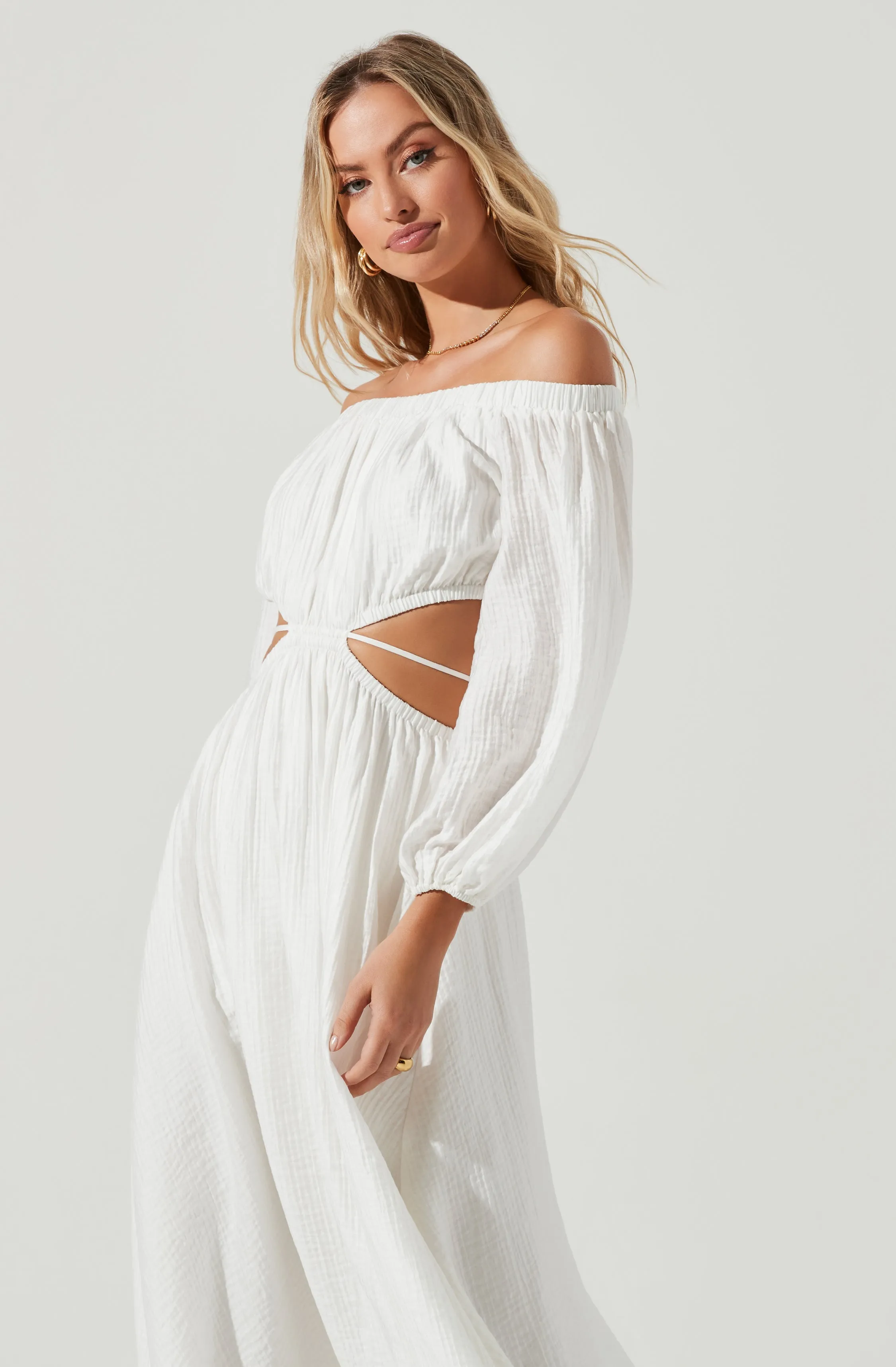 Cassian Cutout Off Shoulder Midi Dress