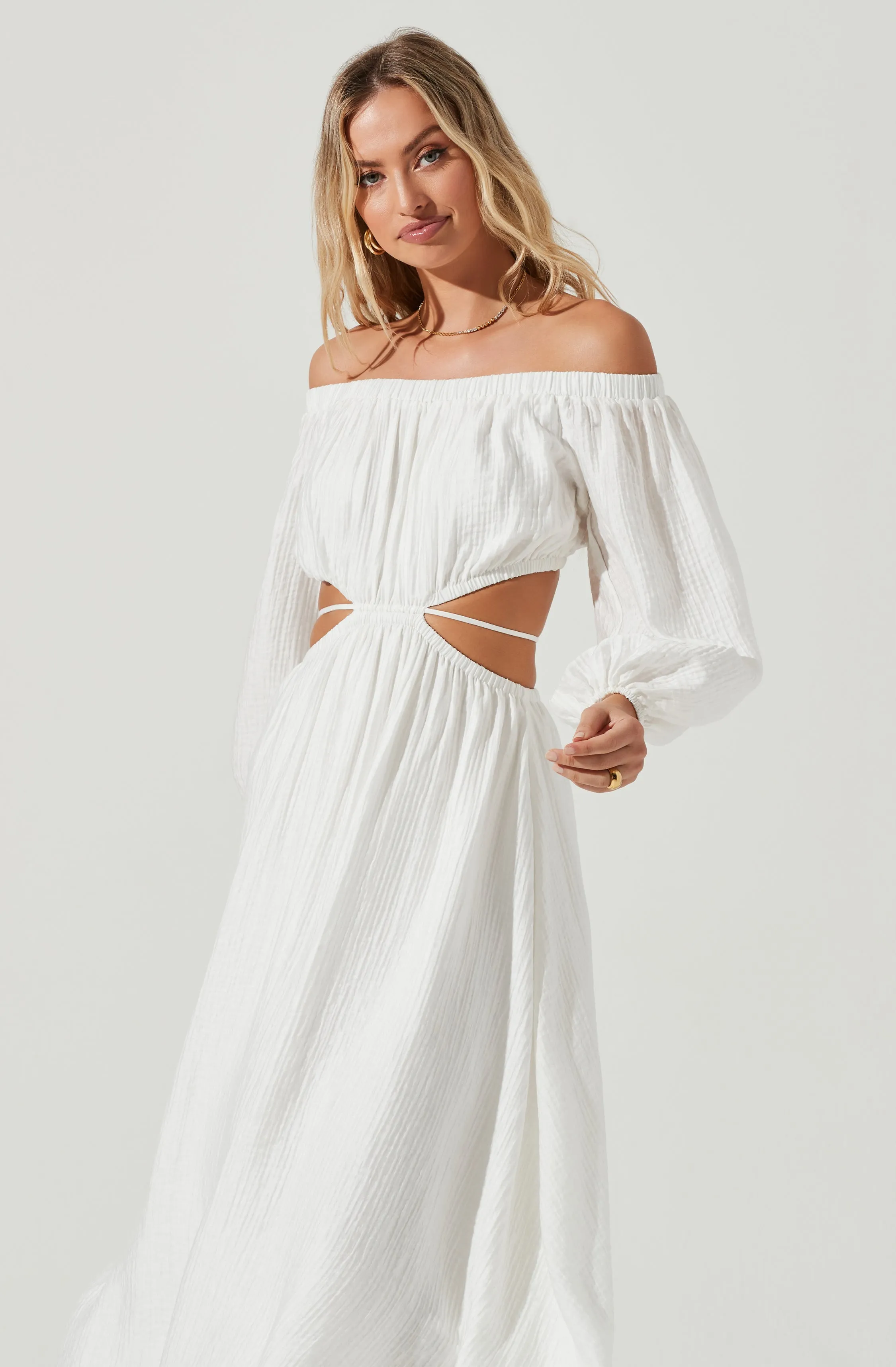 Cassian Cutout Off Shoulder Midi Dress