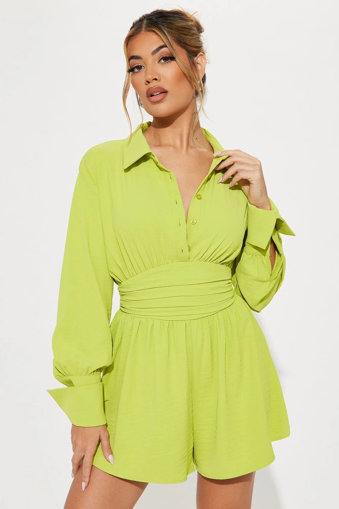 Close Enough To You Romper - Chartreuse