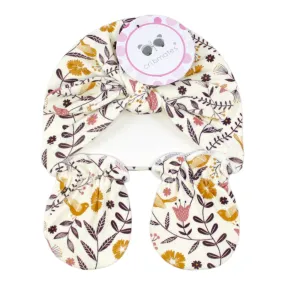 Cribmates 2 Pk Turban Cap And Mittens Set - Birds/Floral