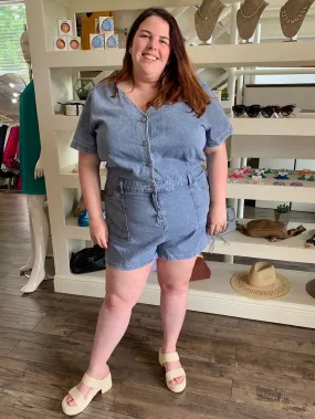 Curvy Denim Romper