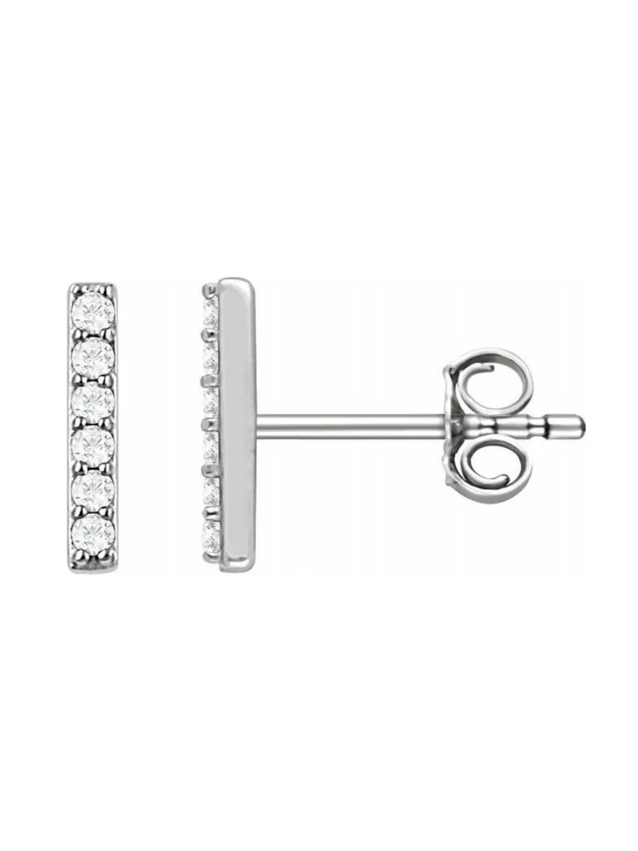 Diamond Bar Stud Earring 14K