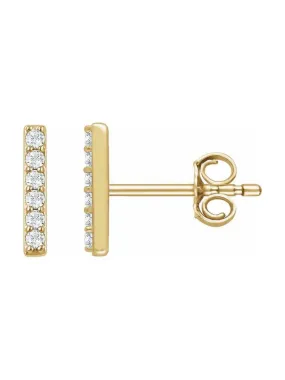 Diamond Bar Stud Earring 14K