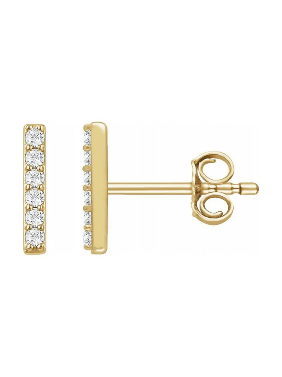 Diamond Bar Stud Earring 14K