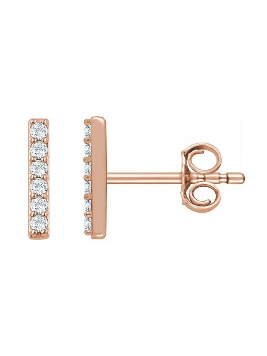 Diamond Bar Stud Earring 14K