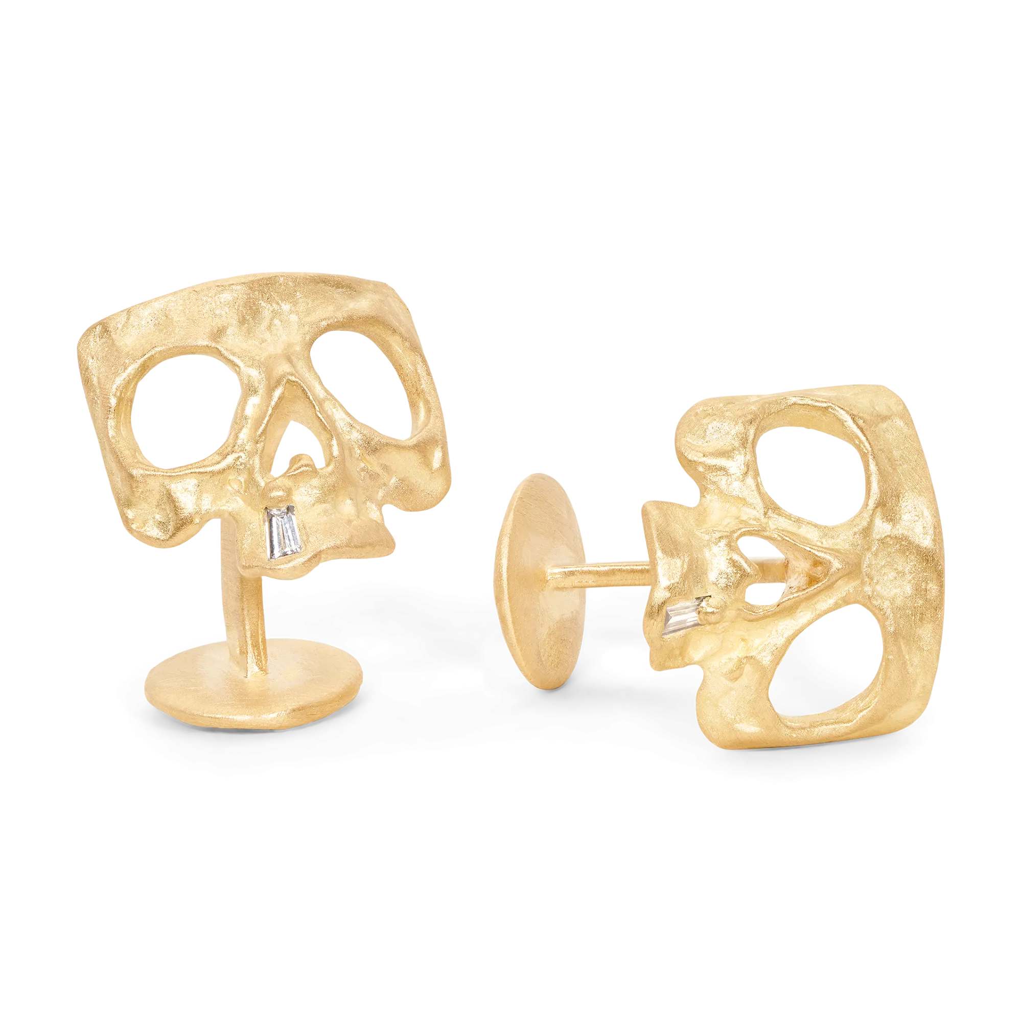 Diamond Snaggletooth Skull Cufflinks - 11684