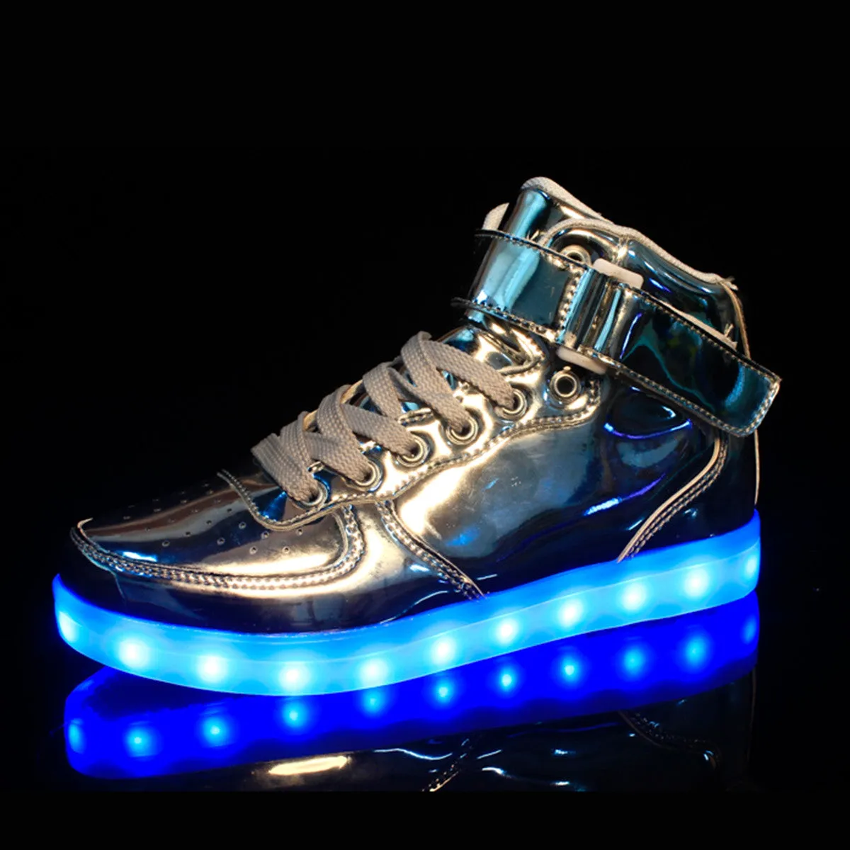 DoGeek Men/Women Light up Shoes, 7 Colors Lights High Tops, Metalic Gold (Choose Half Size Up)