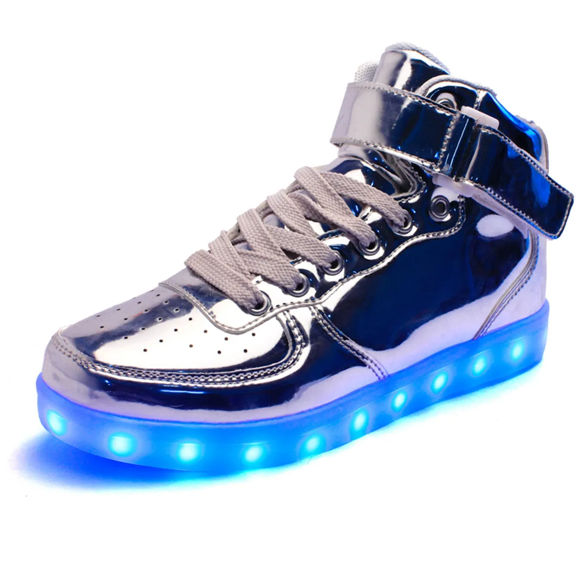 DoGeek Men/Women Light up Shoes, 7 Colors Lights High Tops, Metalic Gold (Choose Half Size Up)