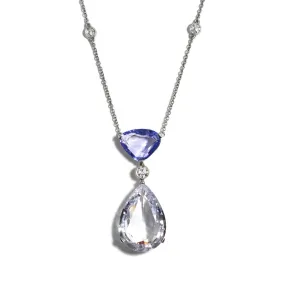 Eclat Jewels - Pendant Necklace with Blue Sapphire, White Sapphire and Diamonds, Platinum