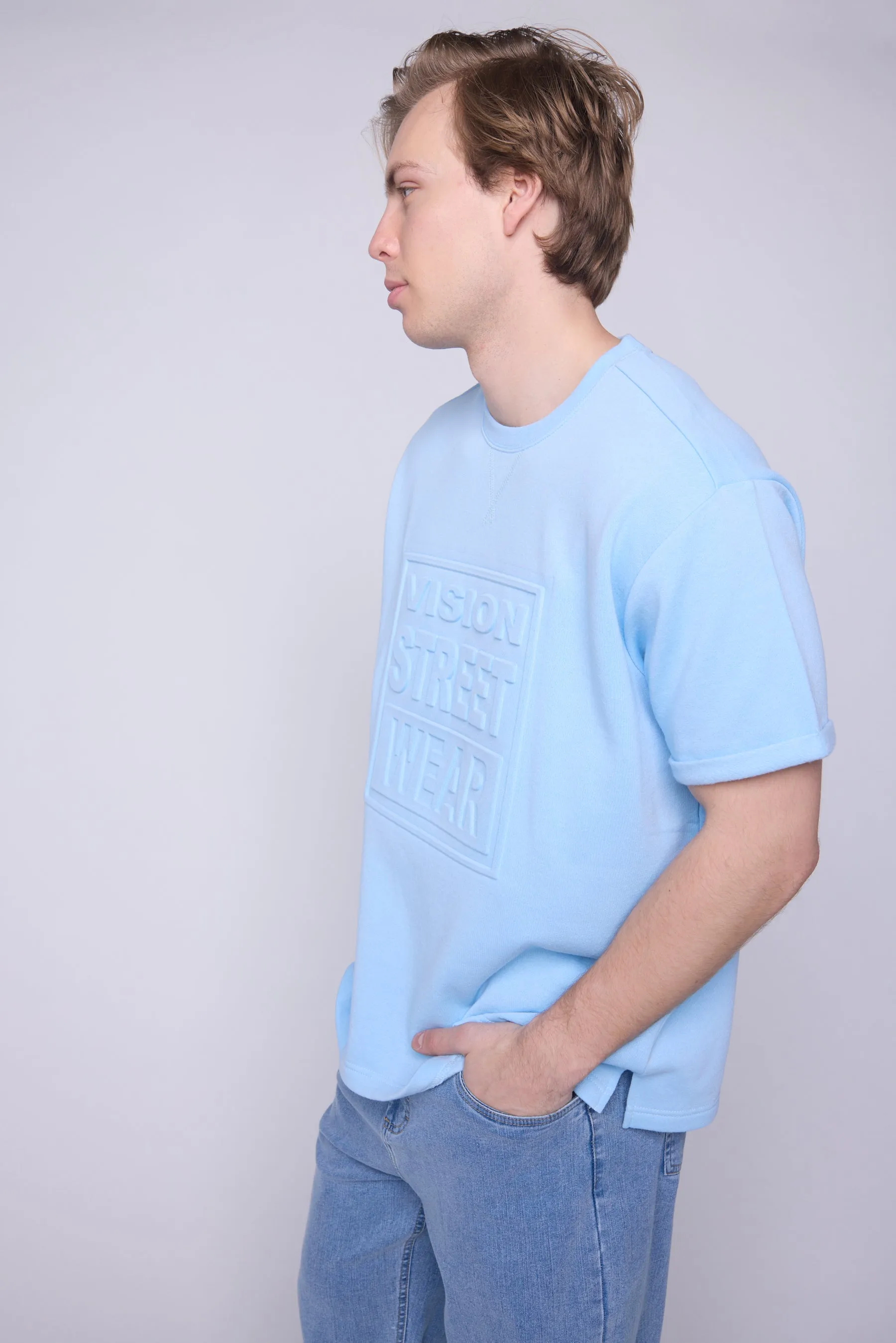 Embossed Logo Sweatshirt - Blue Cloud