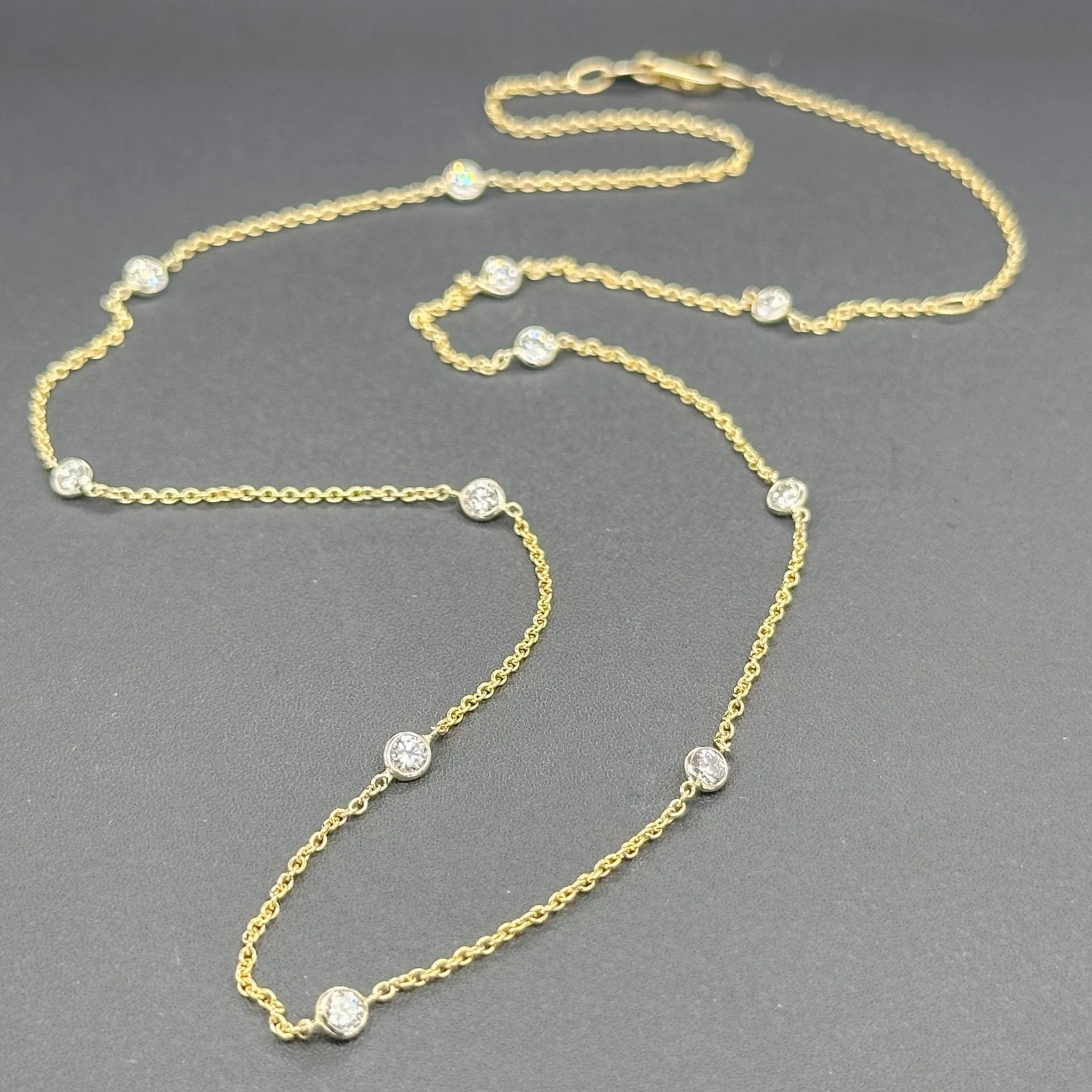 Estate 14K TT Gold 1.04ctw G-H/VS2-SI1 Diamonds By The Yard Necklace