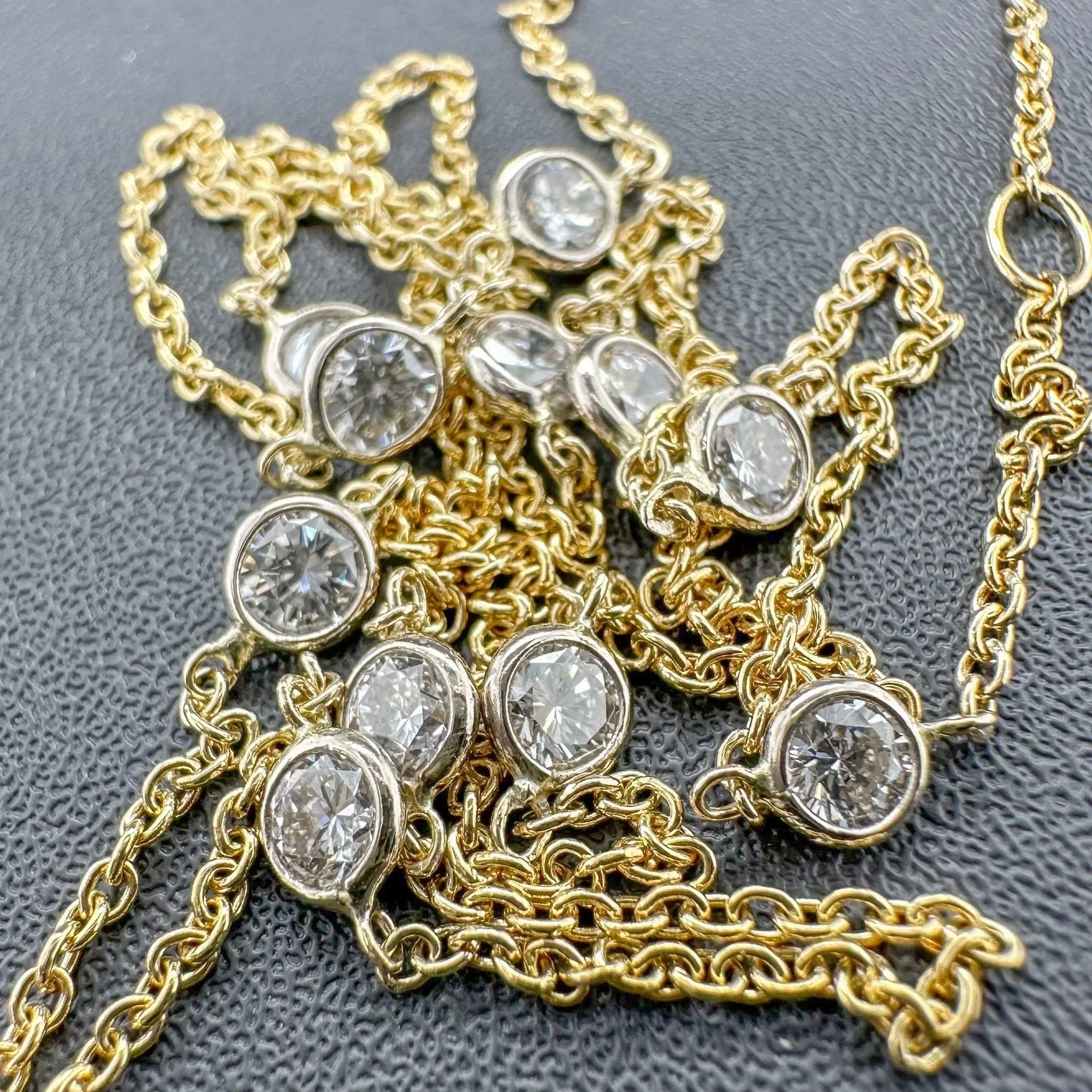 Estate 14K TT Gold 1.04ctw G-H/VS2-SI1 Diamonds By The Yard Necklace