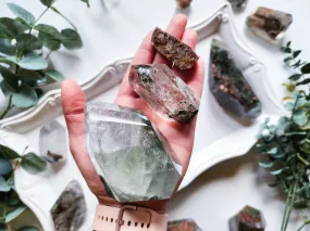 Garden Quartz (Lodolite) Faceted Free Form