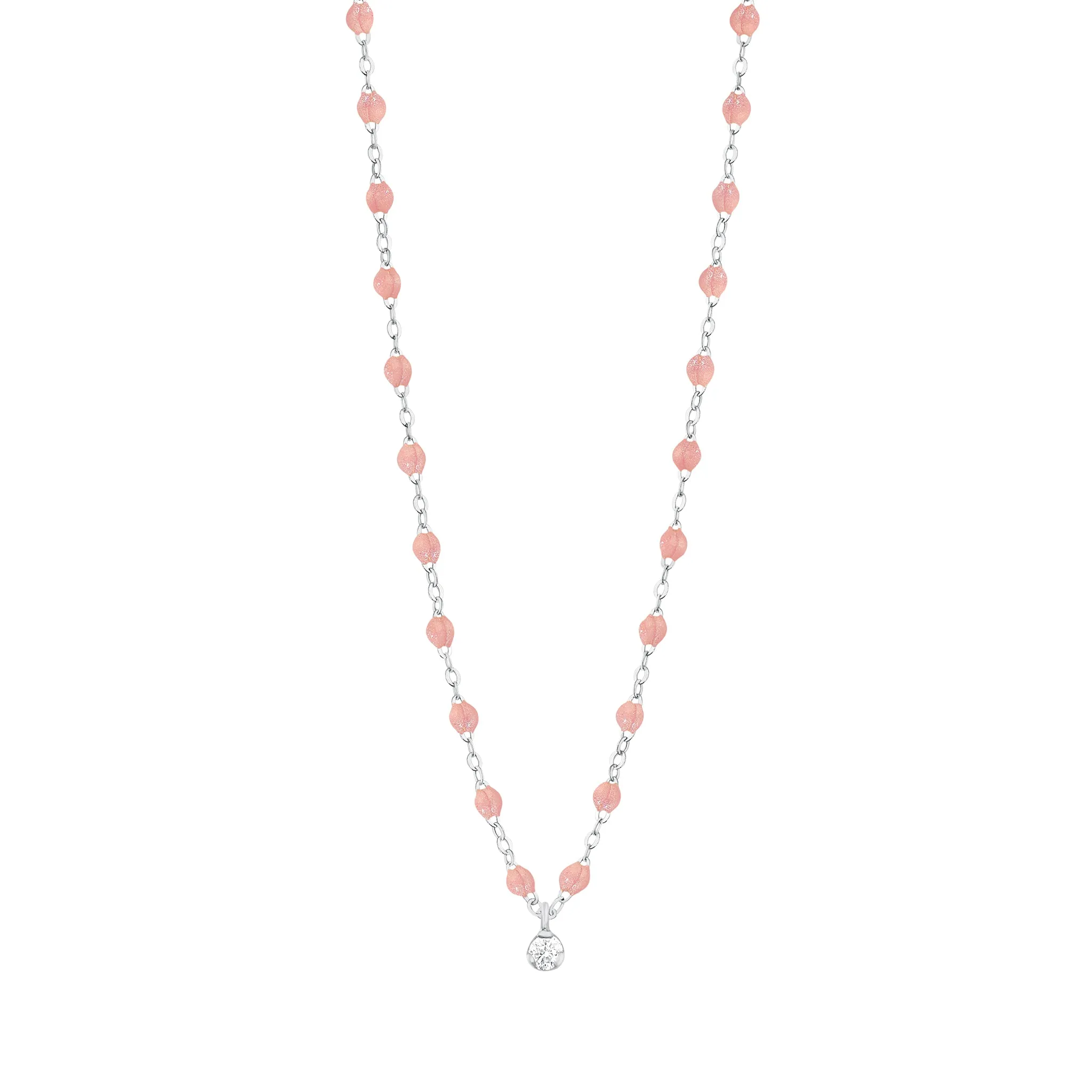 Gigi Supreme Classic 1 Diamond Necklace, Blush, White Gold, 16.5"