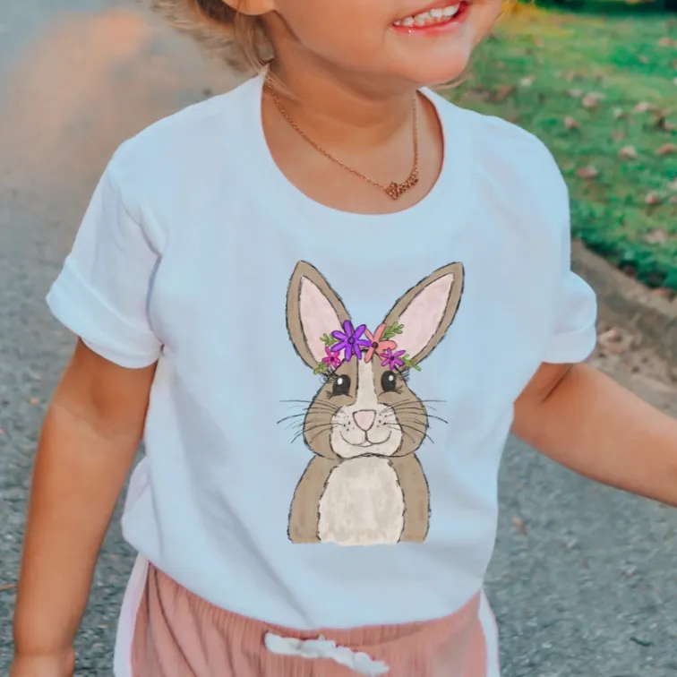 Girls Cute Attack Easter Bunny Tee