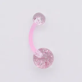 Glitters Acrylic Balls Belly Button Ring - Pink