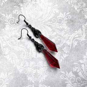 Gothic Vintage Red Crystal Earrings with Y2K Dark Bat Crystals - A Stylish Accessory for Any Outfit!